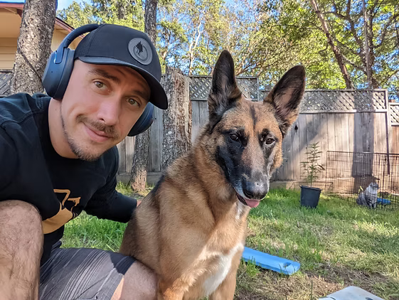 Aaron with his dog